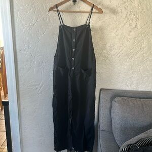 Billabong Charcoal Button-Front Jumpsuit